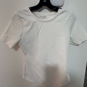 Good American Cream Short Sleeve Top